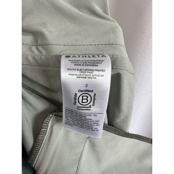 Athleta Nolita Slim Tapered Leg Crop Pants Green Tie Dye Print Women's Size 2 - Picture 8 of 10